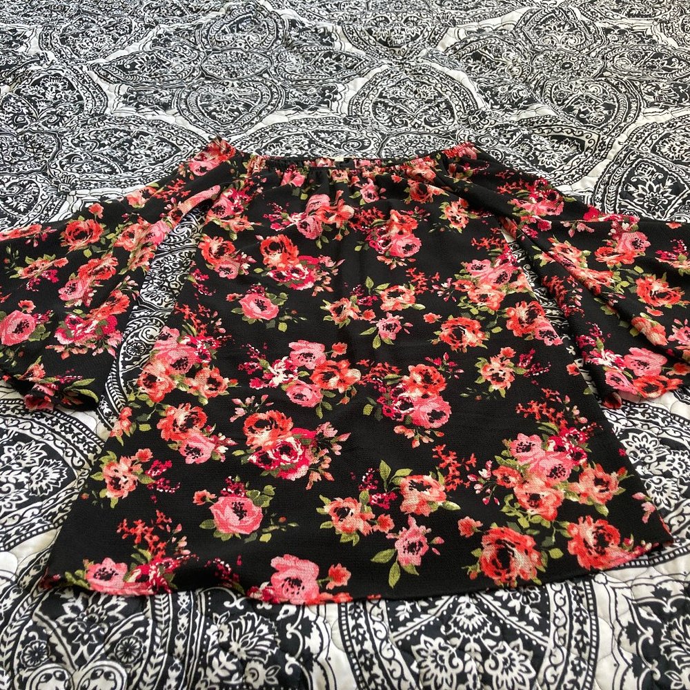 Off the shoulder dress with flared sleeves